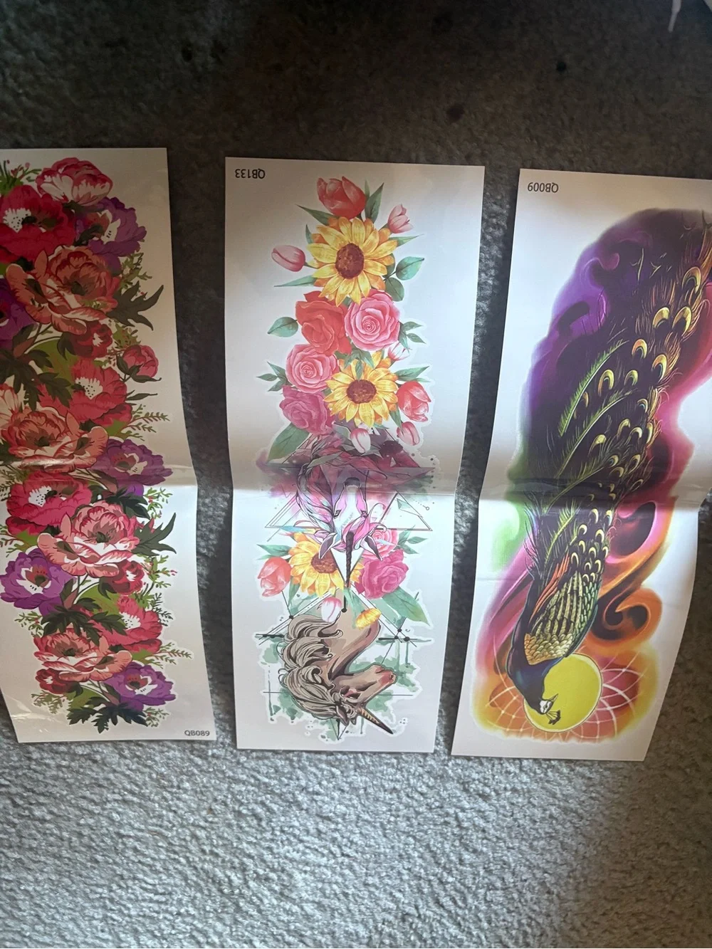 Floral Peel-and-Stick Temporary tattoos- Pink & Purple Bouquet